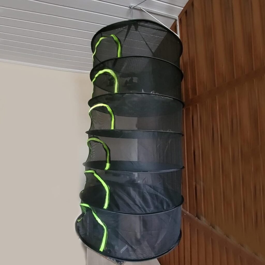 Droognet met 4 niveaus, vouwbaar droogrooster voor kruiden en planten, 60 x 120 cm met ritssluiting en haak