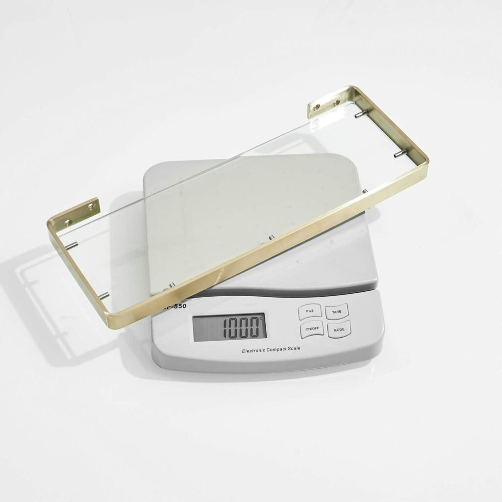 Glazen wandplank voor badkamer 45 cm in geborsteld goud