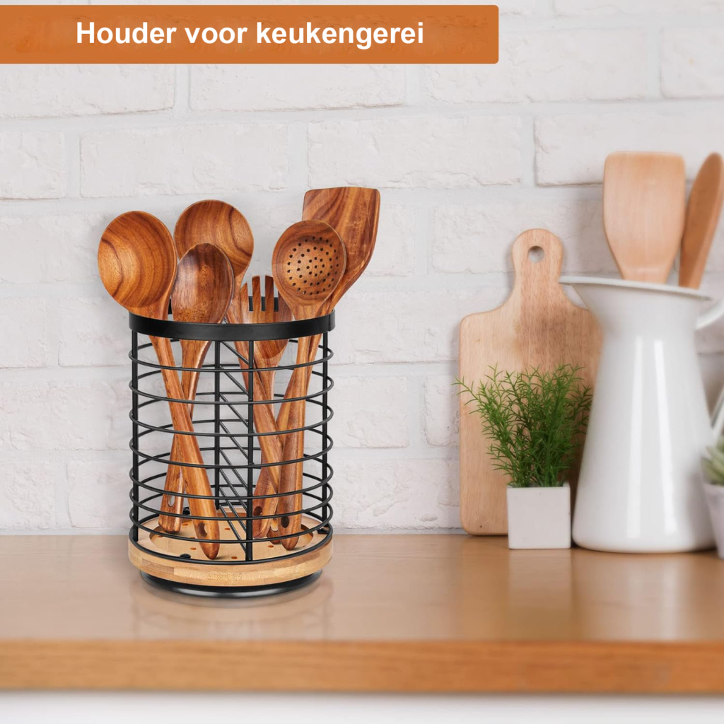 RVS keukengerei houder met ventilerend ontwerp