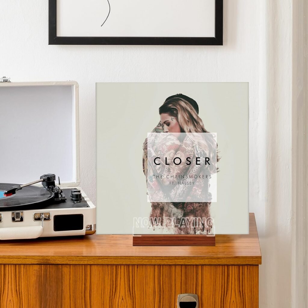 Vinyl plaathouder met warm witte verlichting voor vinylalbum display