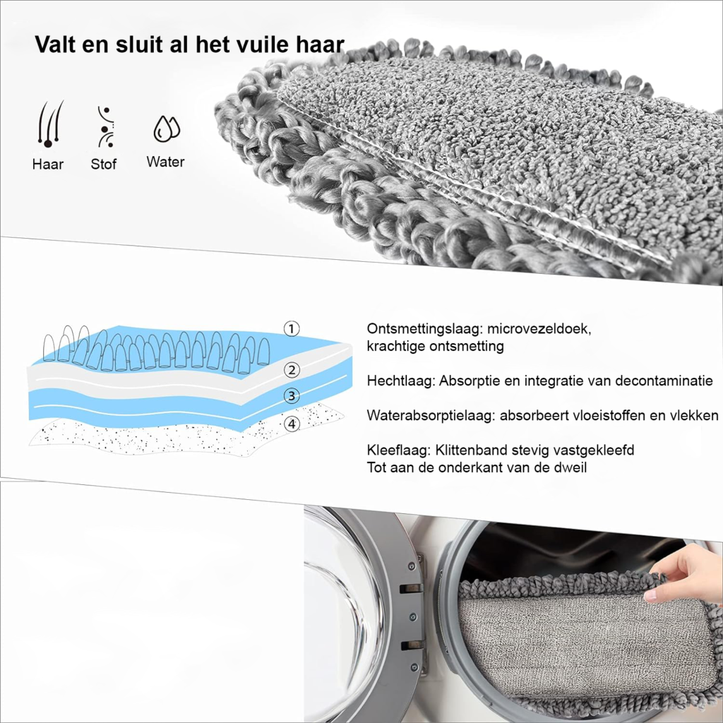Multifunctioneel dweilsysteem met microvezeldweil voor verschillende vloeren