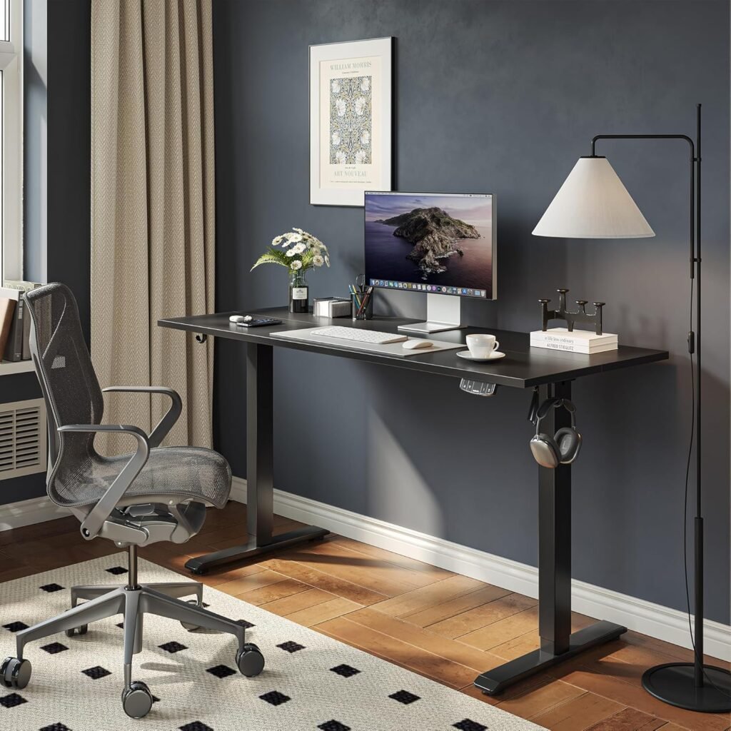 Elektrisch zit-sta bureau 100 x 60 cm in zwart met geheugenfunctie en anti-collisiesysteem