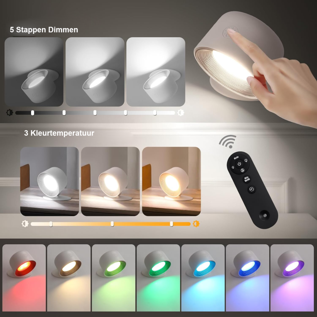 Oplaadbare wandlamp met bewegingssensor, draadloos en magnetisch met 2500mAh batterij voor gangen, trappen en kasten