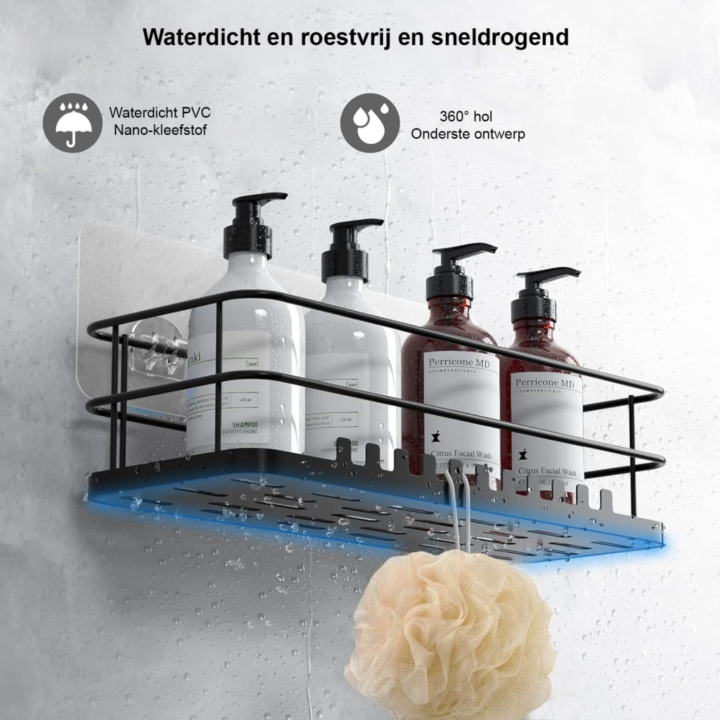 Zelfklevende badkamerhouder zonder boren voor shampoo en conditioner