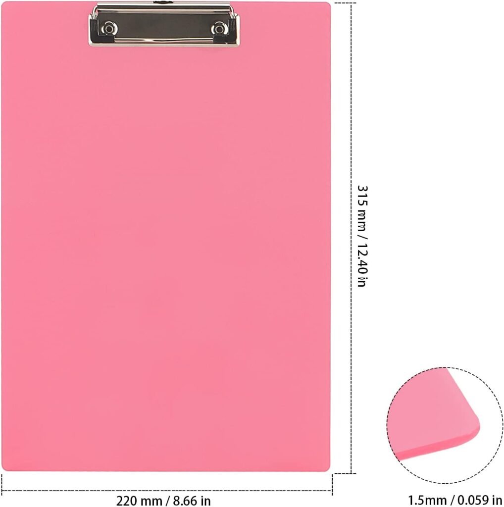 Kunststof klembord met documentclip voor werk en studie, compact formaat