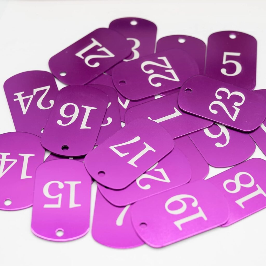 Aluminium nummerlabels met sleutelhangers voor sleutelorganisatie, set van 25, zilverkleurig