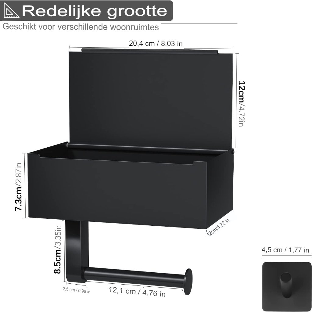 Toiletpapierhouder RVS zelfklevend voor badkamer wandmontage