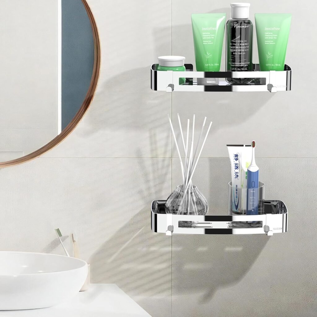 RVS badkamer wandplank voor wandmontage, zilverkleurig opbergrek met installatiemateriaal inbegrepen
