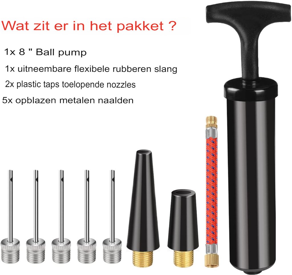 Ballenpomp set met naalden en mondstukken voor sportballen en opblaasbare artikelen