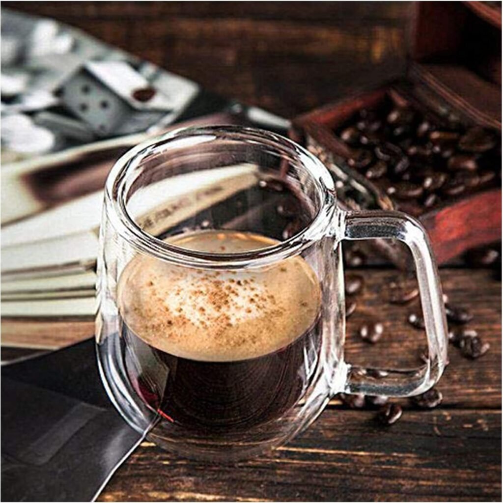 Dubbelwandige koffiekopjes van borosilicaatglas, 250 ml, transparant, vaatwasser- en magnetronbestendig