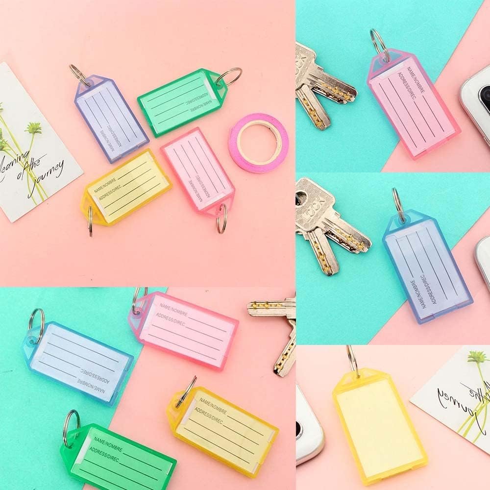 Sleutelhangers met Labels - Schrijfbare Sleutellabels voor Organisatie - Sleutelbos Accessoires - Set van 60 Stuks
