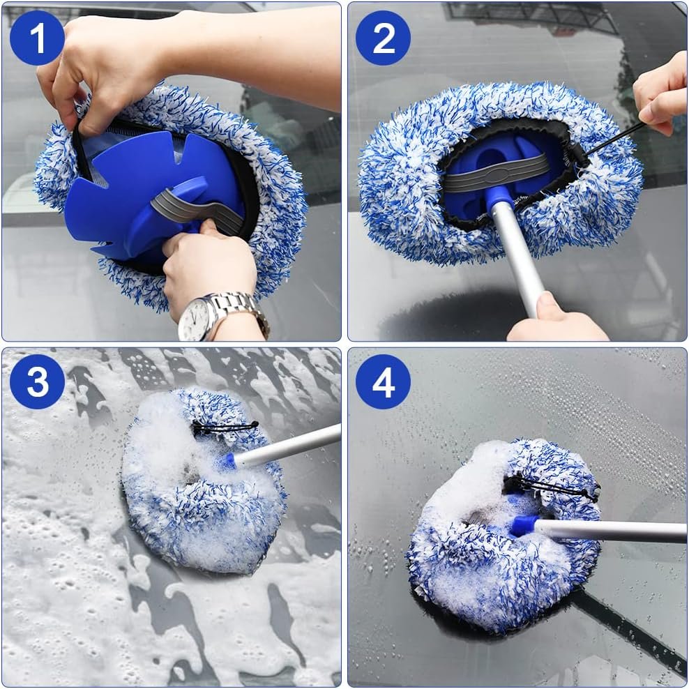 Complete autowas set met reinigingsborstel en autowashandschoen