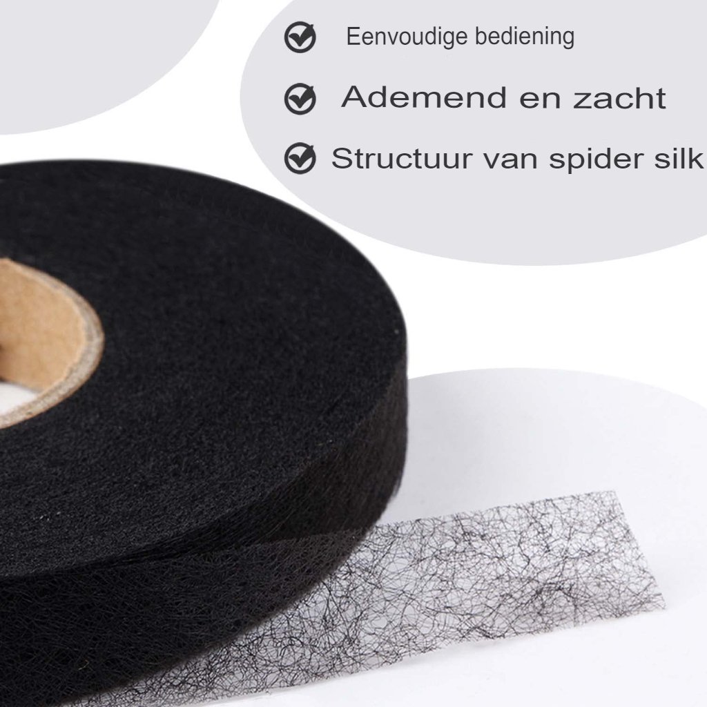 Opstrijkbare zoomband wit voor gordijnen en kleding, 2 cm breed en 10 meter lang