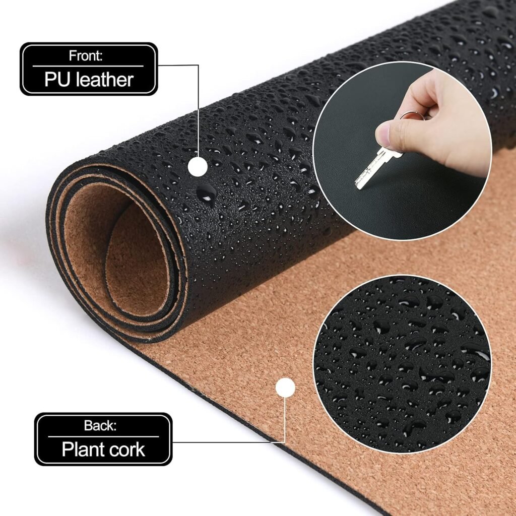 Dubbelzijdige bureauonderlegger van PU leer 90 x 43 cm, waterdichte bureaumat voor thuis en kantoor
