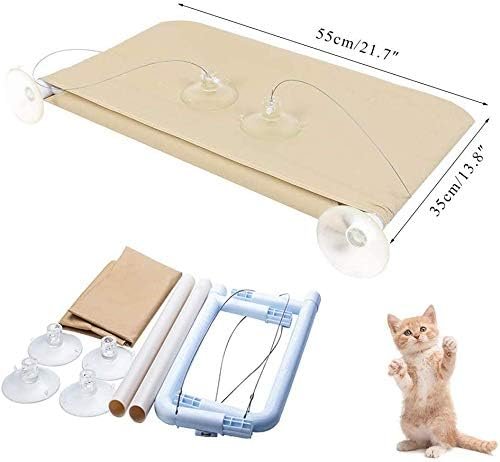 Kattenhangmat voor raam met zuignappen, ruimtebesparend hangbed, 55 x 32 cm