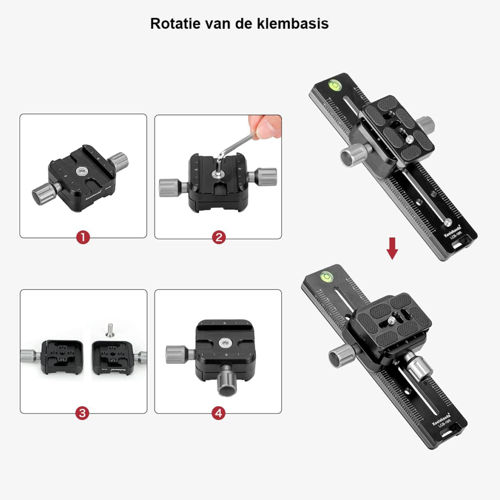 240mm nodal slide rail camera beugel met quick release klem en Arca-Swiss compatibiliteit