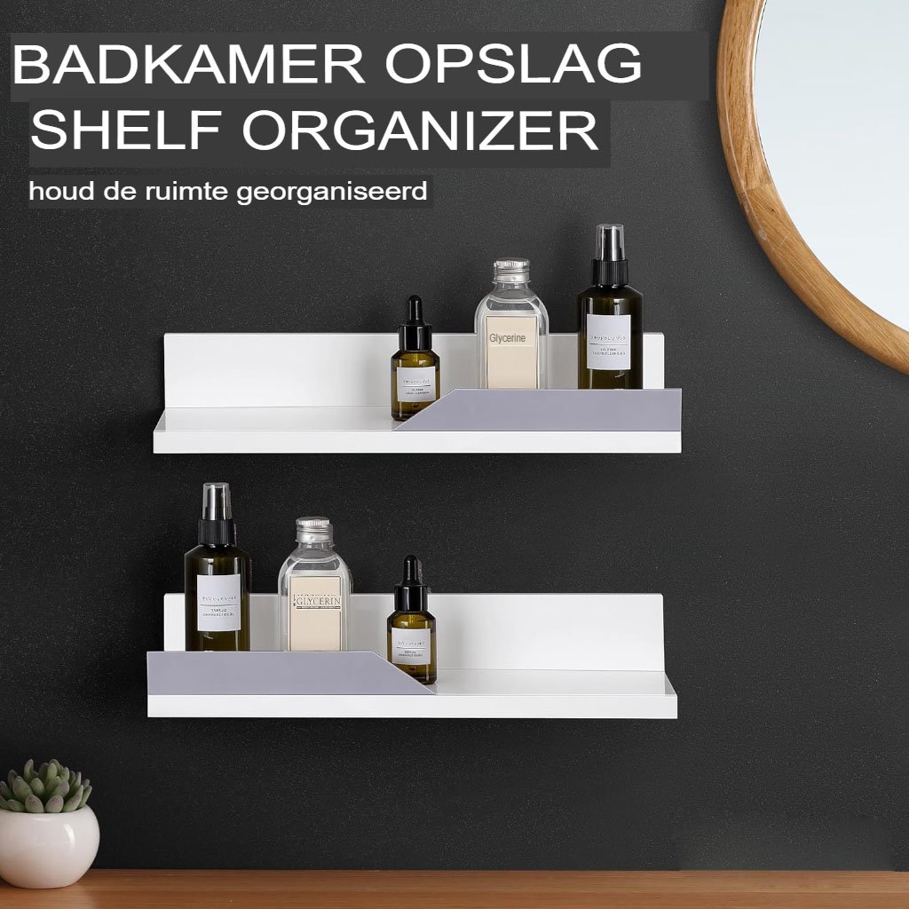 Zelfklevende RVS badkamer wandplank, 30 x 15 cm, zilverkleurige douche organizer voor toiletartikelen