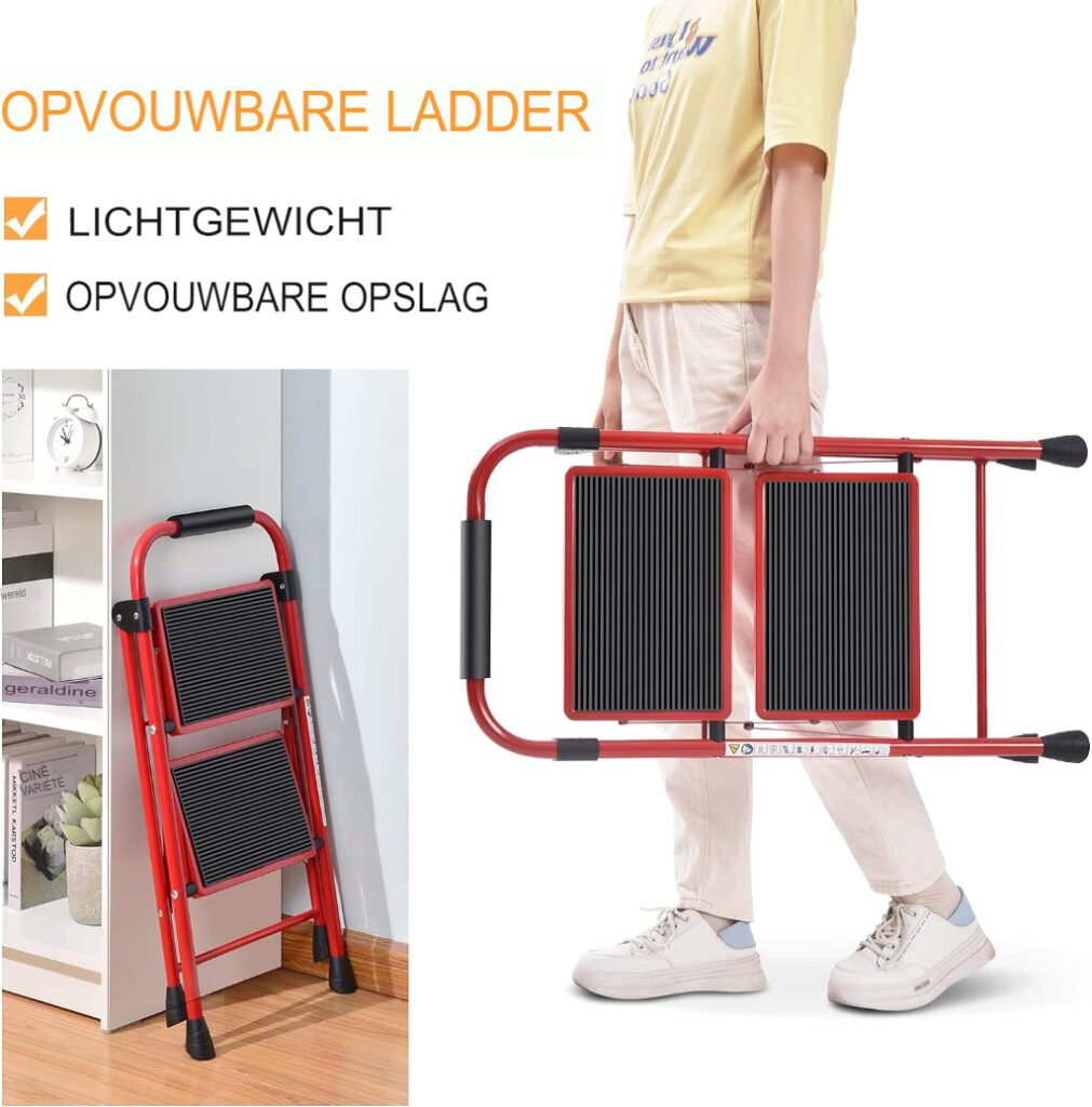 2-treeds trapladder met antislip treden voor huishoudelijk gebruik
