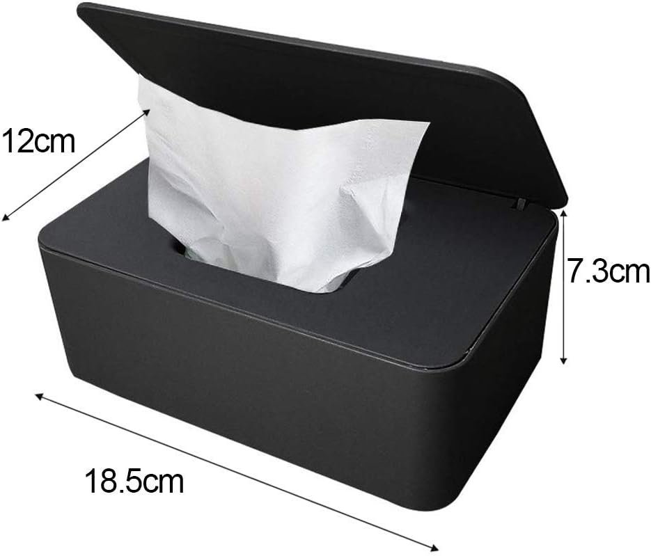 Wet wipes dispenser met deksel voor natte en droge doekjes, zwarte stofvrije opbergdoos voor thuisgebruik