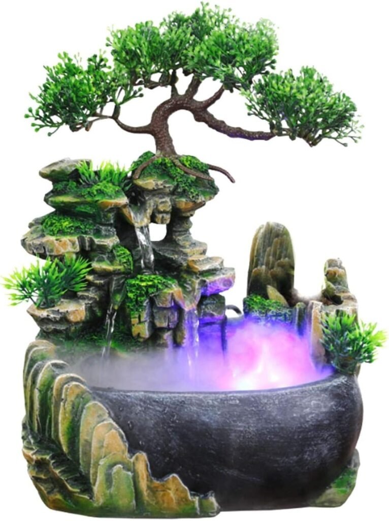 Desktopfontein met LED-waterval en kleurverandering voor thuis en kantoor