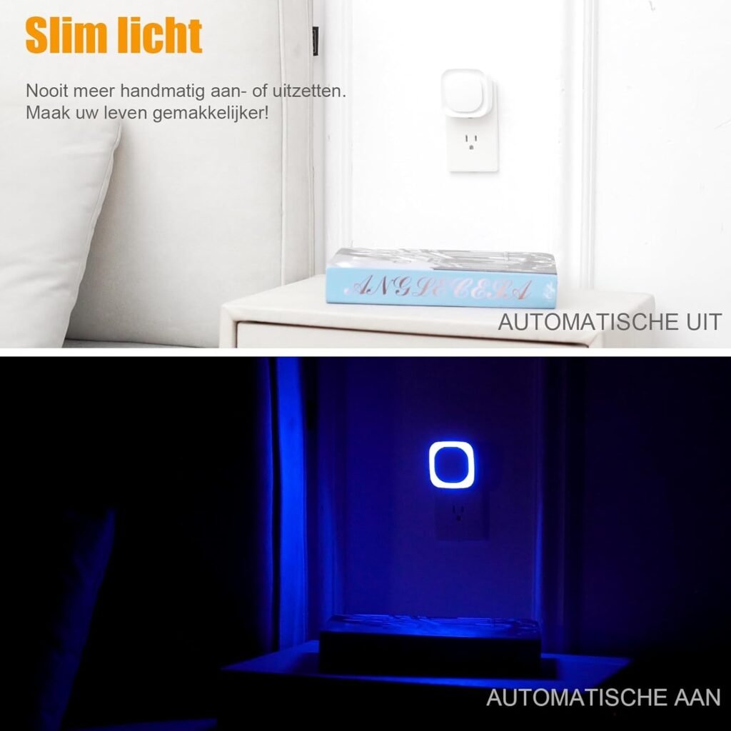 Set van 2 blauwe nachtlampen met schemersensor en instelbare helderheid