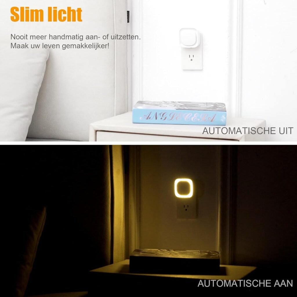 Nachtlamp met schemersensor set van 2, goudgeel, automatische aan-uit