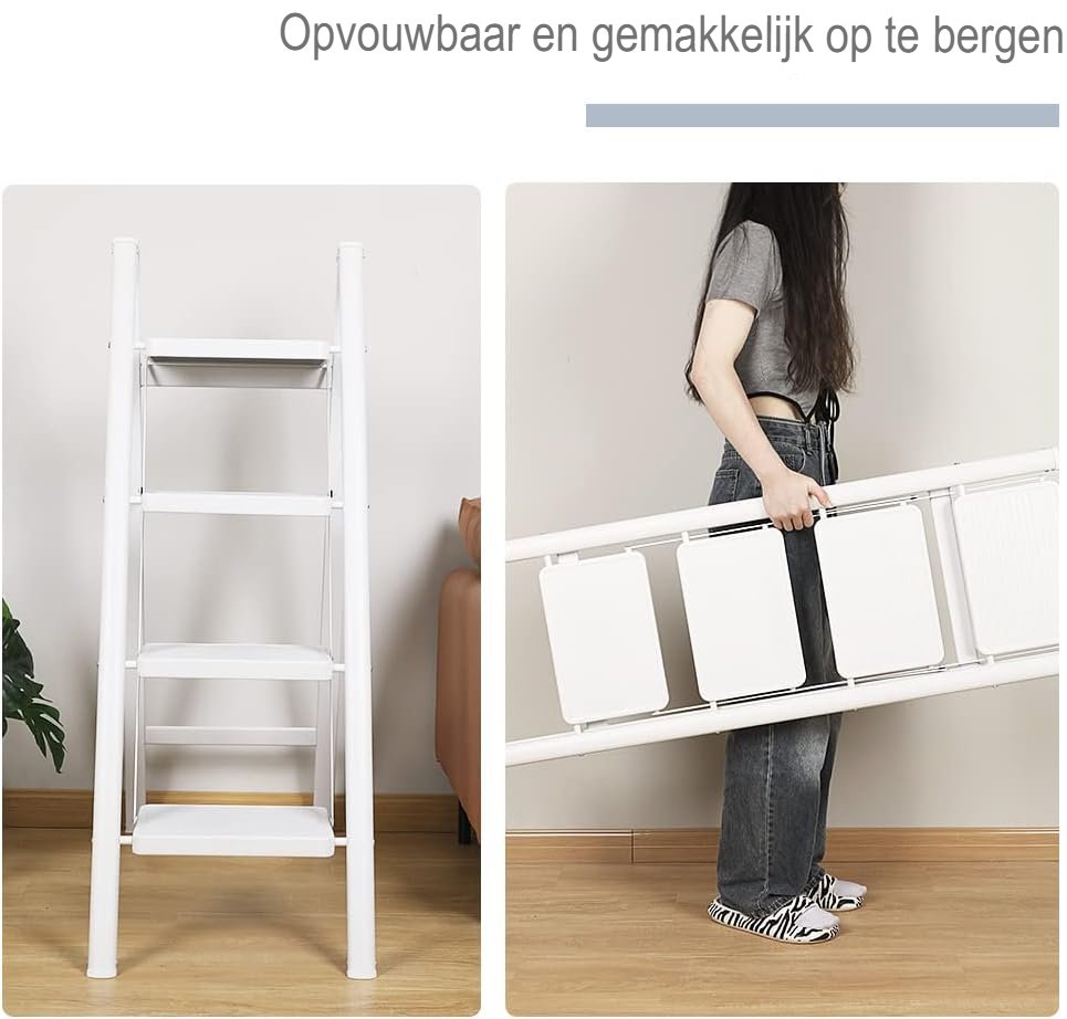 Inklapbare huishoudtrap met twee treden, lichtgewicht draagbare opstaptrap voor klussen in huis
