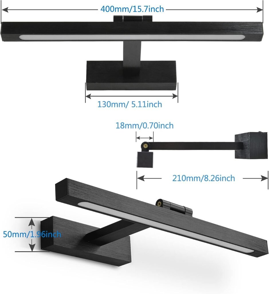 LED spiegellamp 40 cm met 3 lichtkleuren, verstelbaar en 270 graden draaibaar, 8W