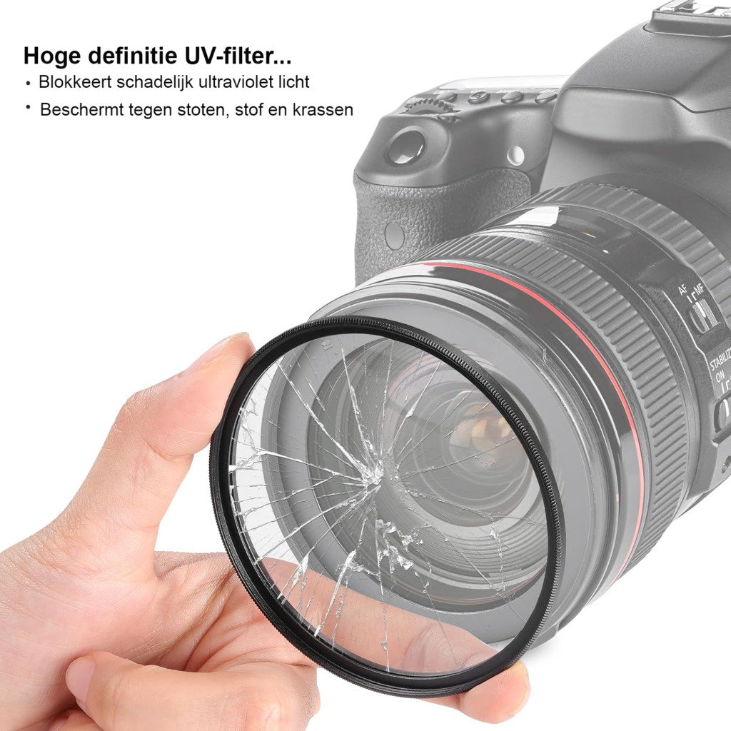 37mm lens filter set met UV CPL ND4 filters en harde opbergtas