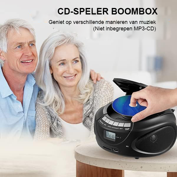 Draagbare CD speler boombox met Bluetooth en radiofunctie