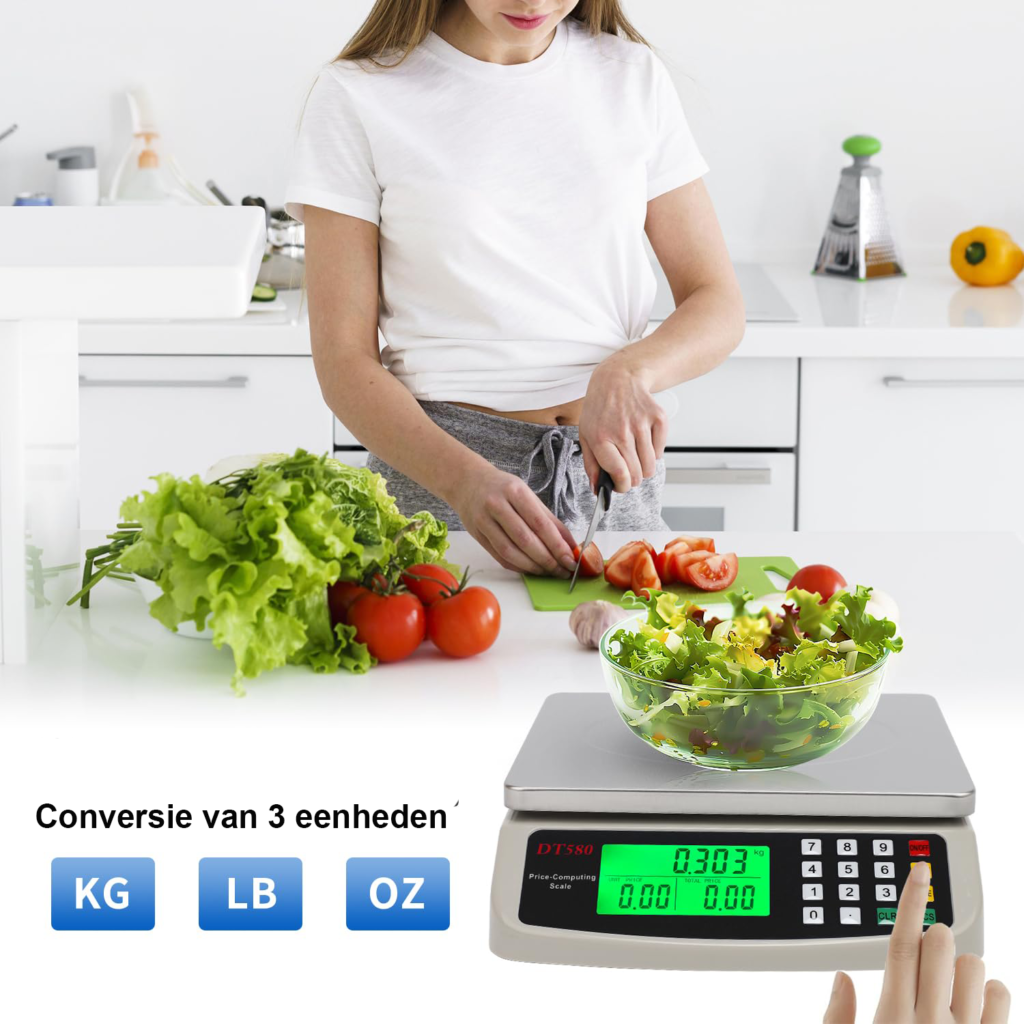 Digitale keukenweegschaal 10 kg met RVS uitvoering en LCD display voor bakken en koken