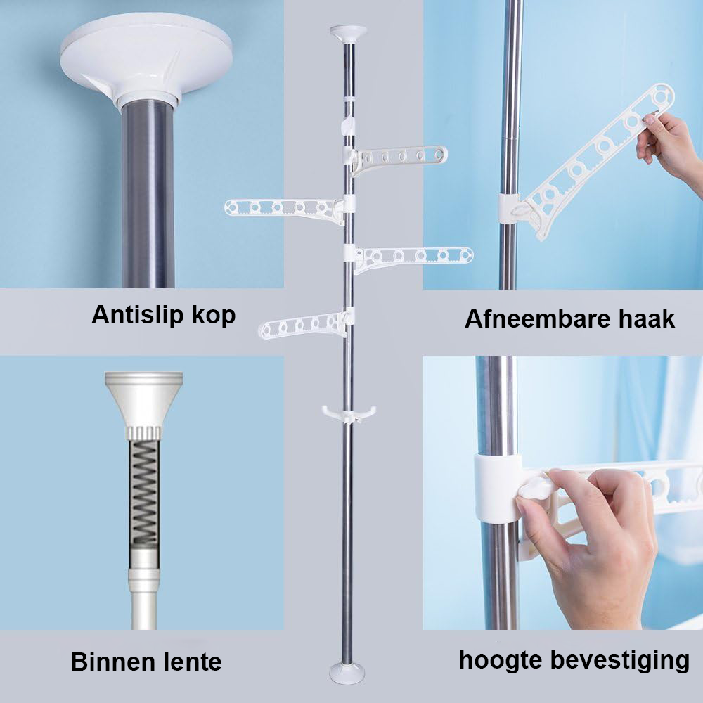 Staand Droogrek 4 Niveaus - Kledinghanger Organizer voor Binnen en Buiten - Hoogte Verstelbaar met Metalen Constructie - Draagkracht tot 20 kg