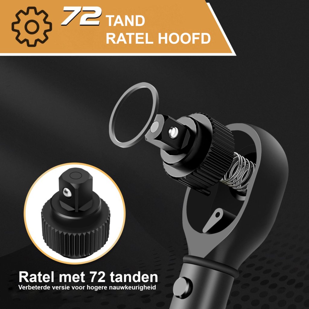 Momentsleutel set 1/4 inch met 15-delige dopsleutelset, 3-35 Nm bereik en 72 tanden voor nauwkeurige montagewerken