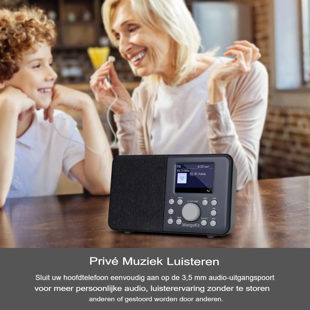 DAB+ radio met Bluetooth, kleurenscherm, FM, 40 voorkeuzezenders, alarm en klok