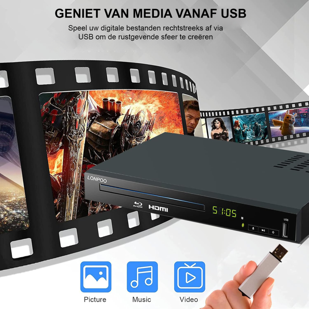 Full HD Blu-ray speler met HDMI, USB en multiregio ondersteuning