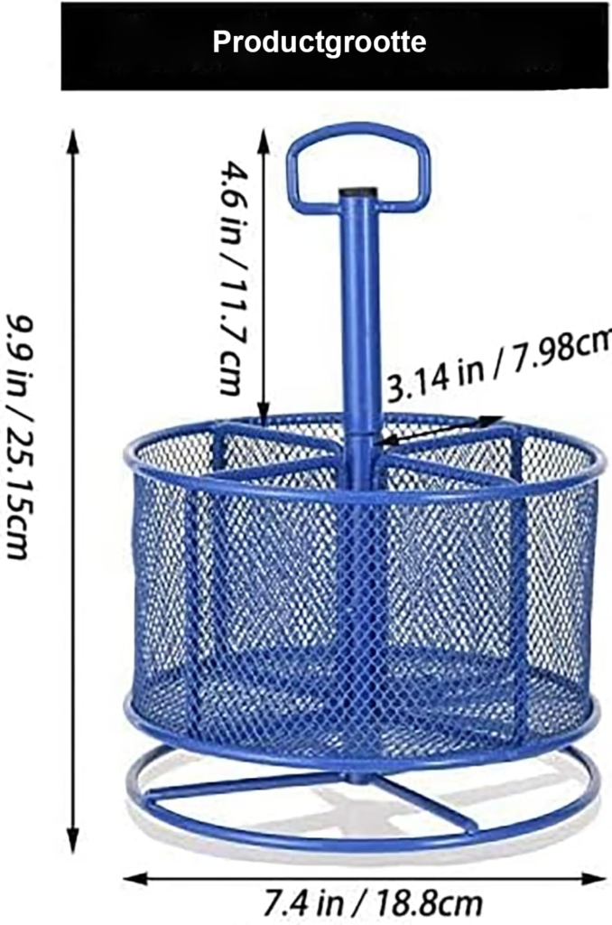 Zwarte bureau organizer van mesh met 360° draaibare pennenhouder en 4 compartimenten