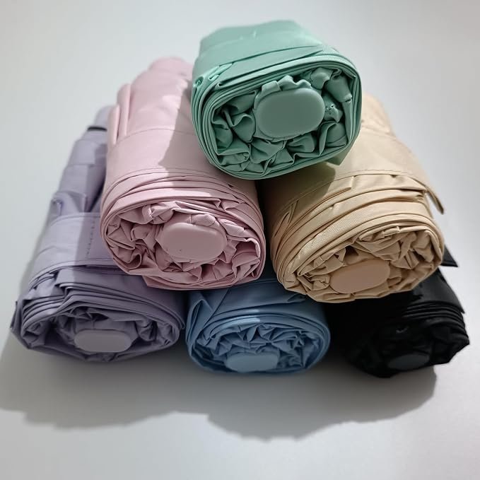 Opvouwbare UV-parasol voor dames met UPF 50+ bescherming, 8 ribben en compact formaat van 27 x 5 cm