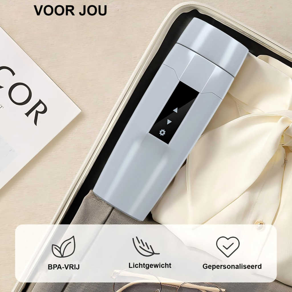 12V elektrische waterkoker met temperatuurregeling en draagbare isolatiebeker voor onderweg, 80W snelle verwarming