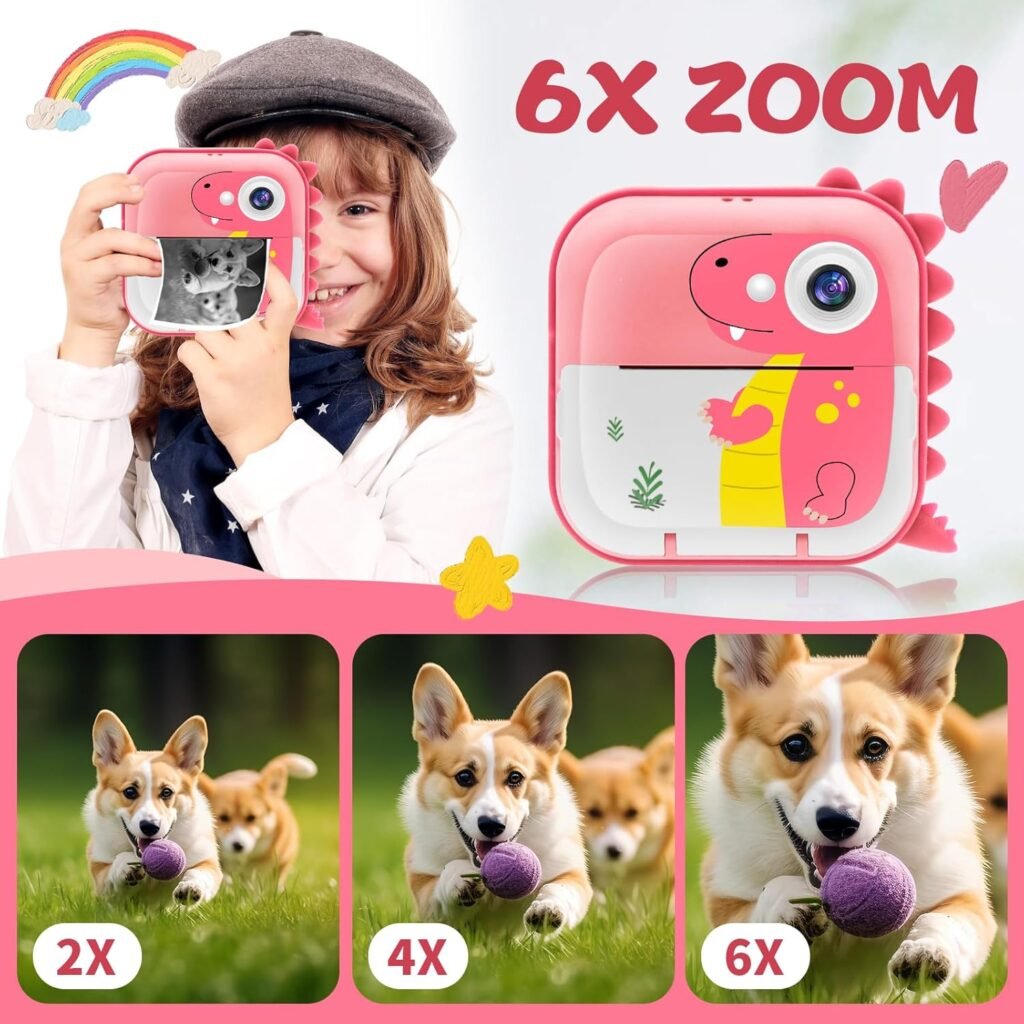 Instant camera voor kinderen met printfunctie, 24MP dual lens en 2.4 inch scherm voor foto’s en video’s