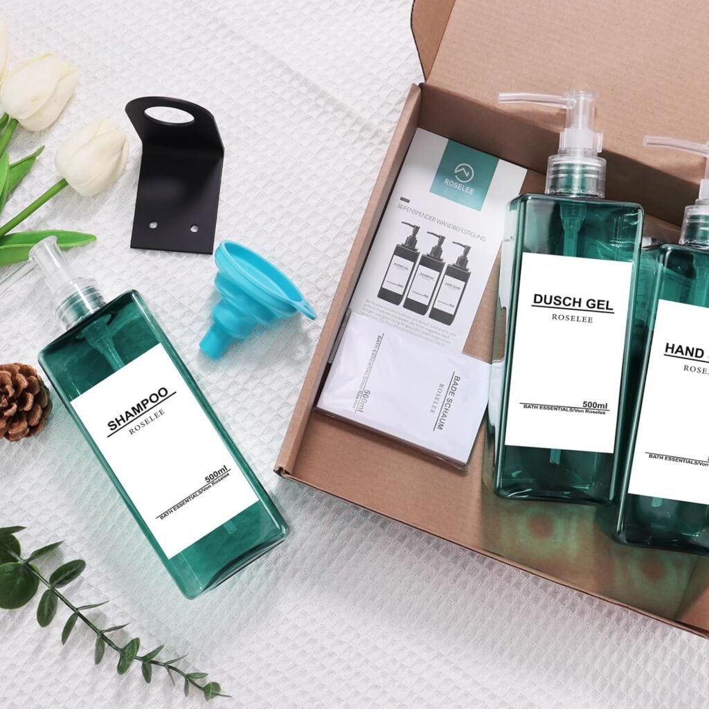 Wandmontage zeepdispenser set van 3, 500 ml, cyan, kunststof, zonder boren voor keuken en badkamer