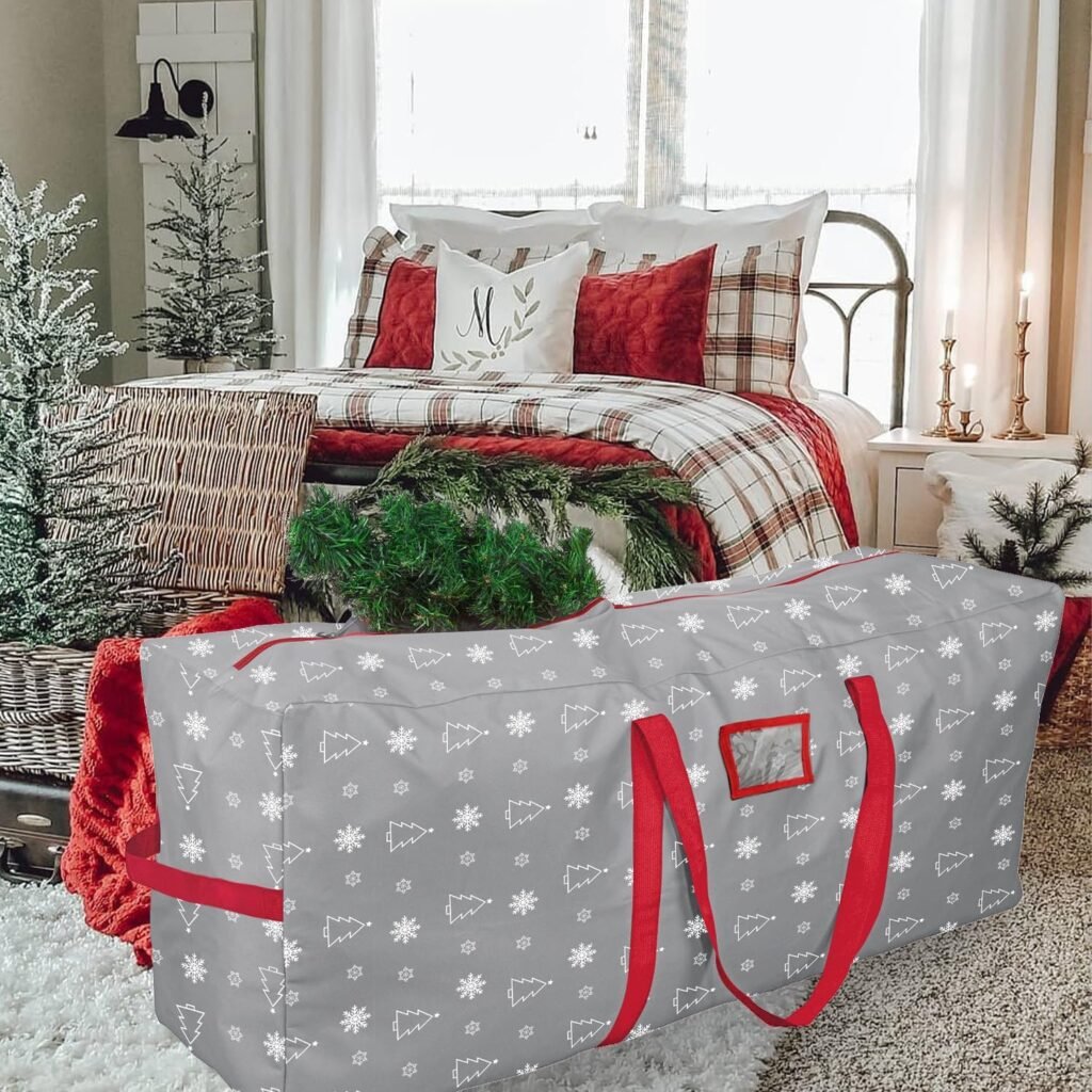 Waterdichte grijze kerstboom opbergtas 9ft van 600D Oxford met handvatten