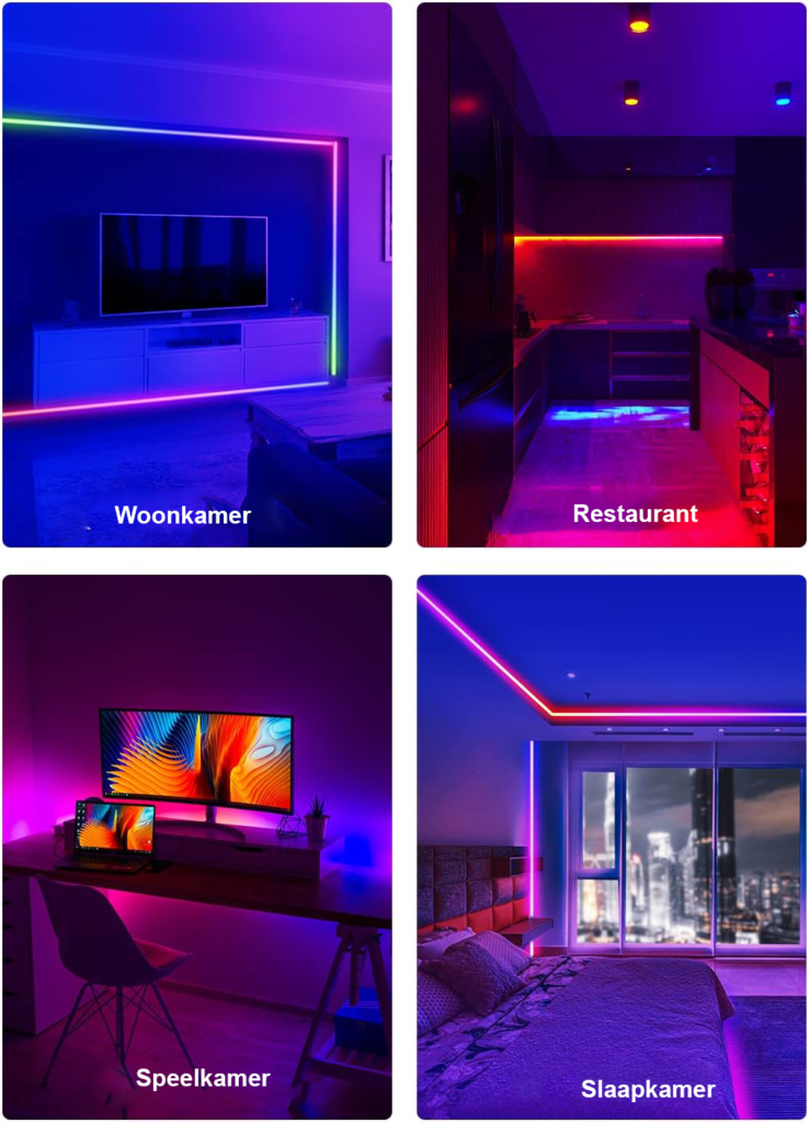 Individueel aanstuurbare RGBIC LED strip van 5 meter met 256 5050 SMD leds voor woondecoratie en DIY ontwerpen