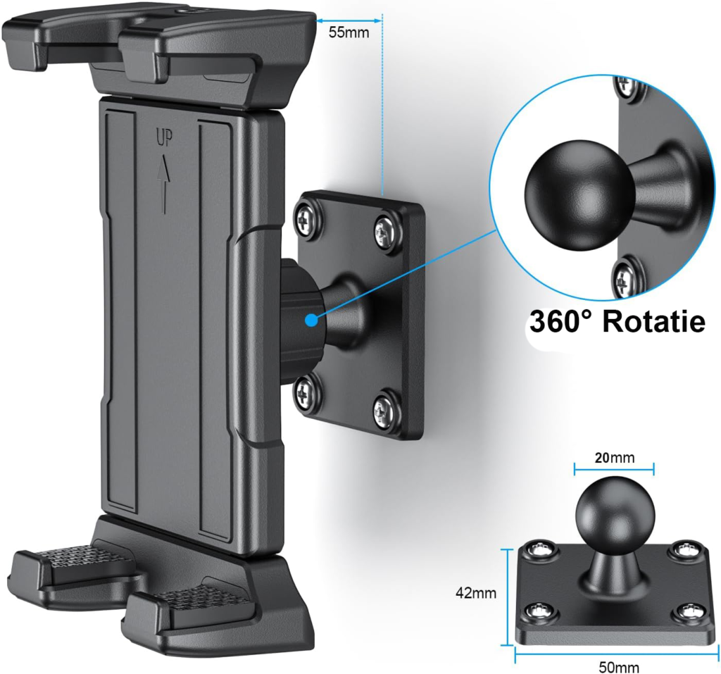 Universele tablet muurbeugel 4,7-13 inch met 360° verstelbare houder en schroefmontage