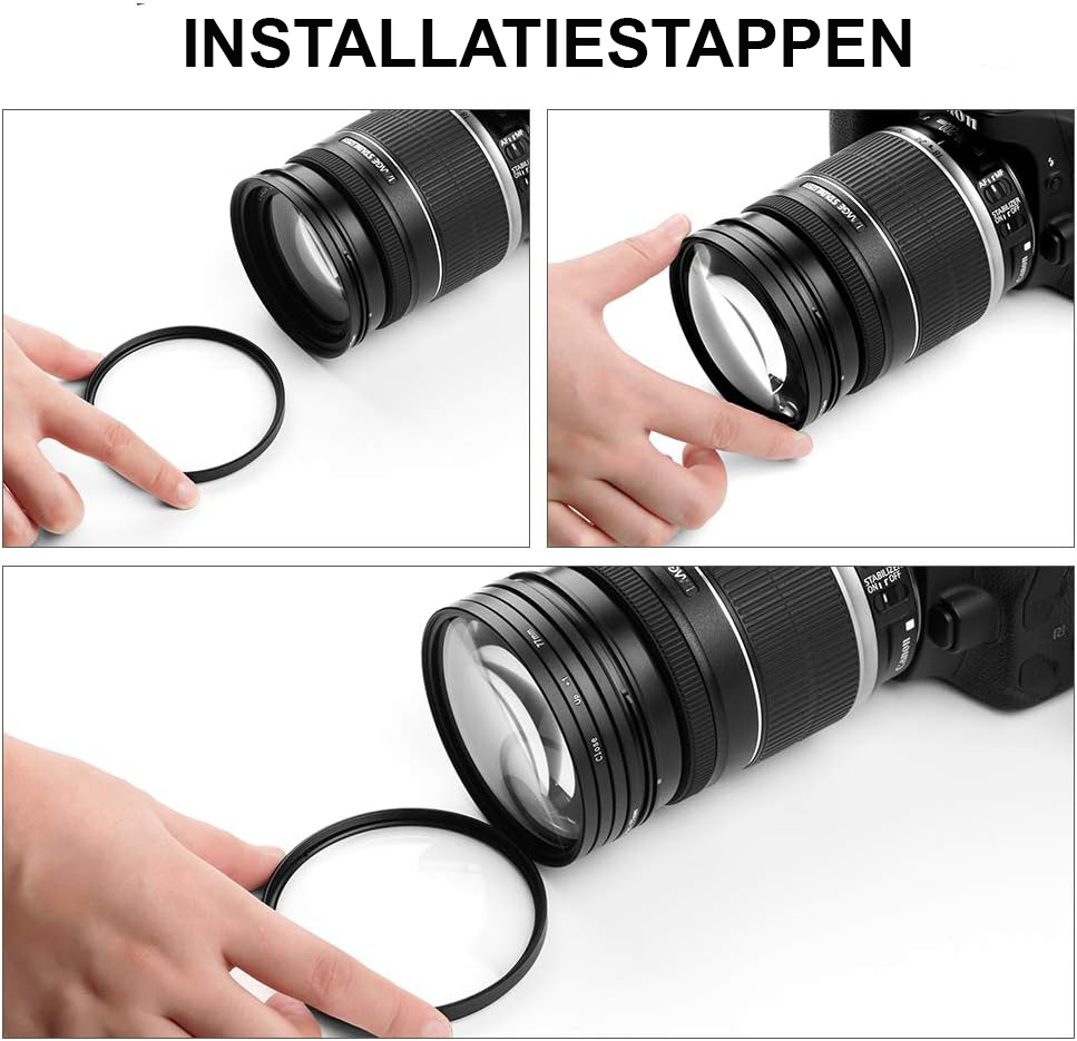 58 mm macro filter set voor DSLR-camera's met 4 lensfilters en lensfiltertas