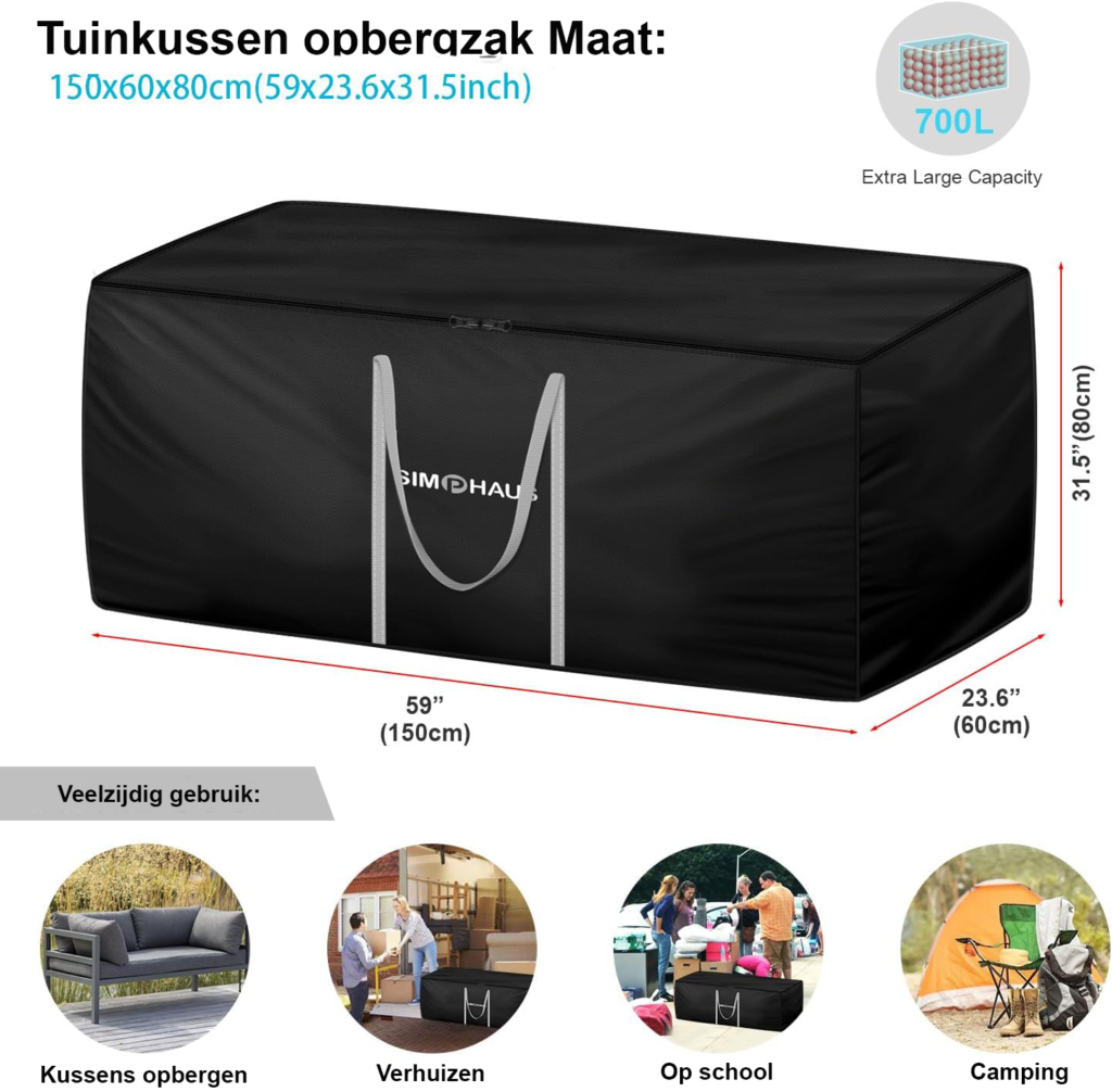 Waterdichte opbergtas voor tuinkussens van 420D Oxford materiaal voor tuinmeubelen en buitenopslag