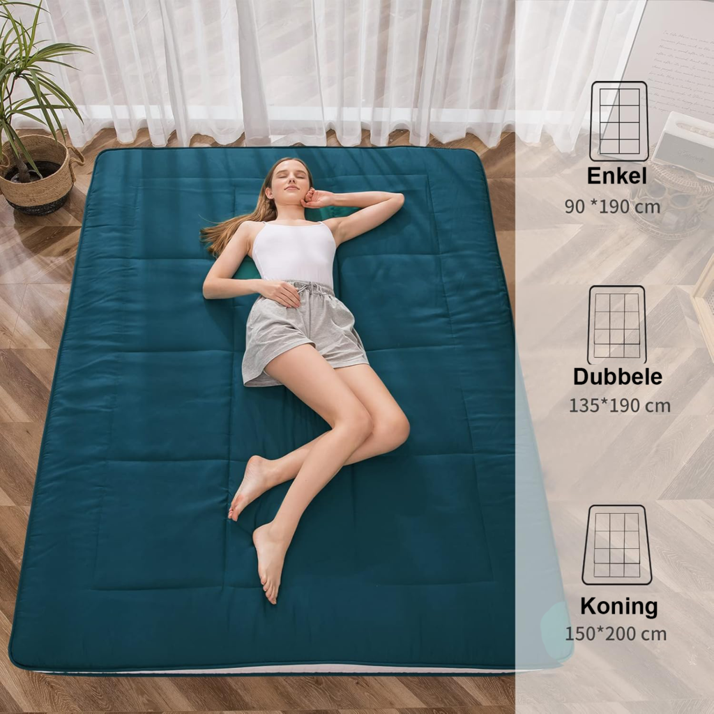 Futon matras Bluestone King Size - gequilte Japanse vloermatras en opvouwbaar logeerbed