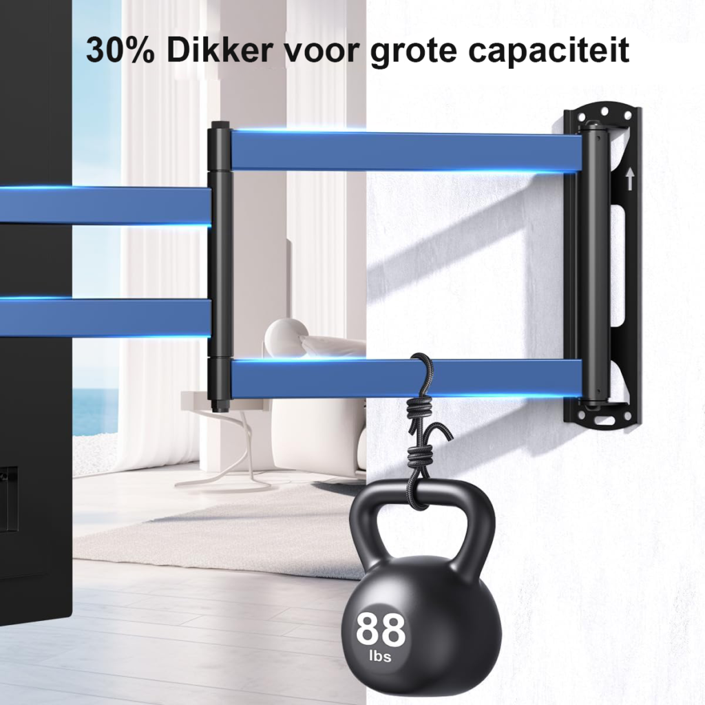 TV muurbeugel 26-65 inch met uitschuifbare arm, draaibaar en kantelbaar, VESA 400x400 mm, tot 40 kg