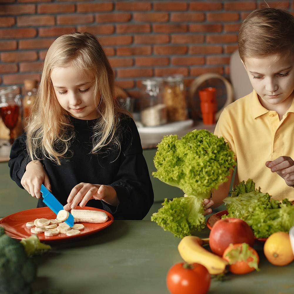 5-delige kindermessen set van plastic en nylon voor veilig koken met fruitmes, broodmes, taartmes en salademes