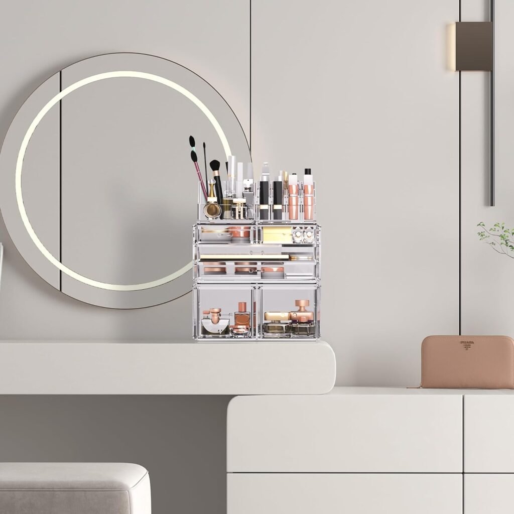 Transparante make-up organizer met opberglades voor cosmetica en beautyproducten