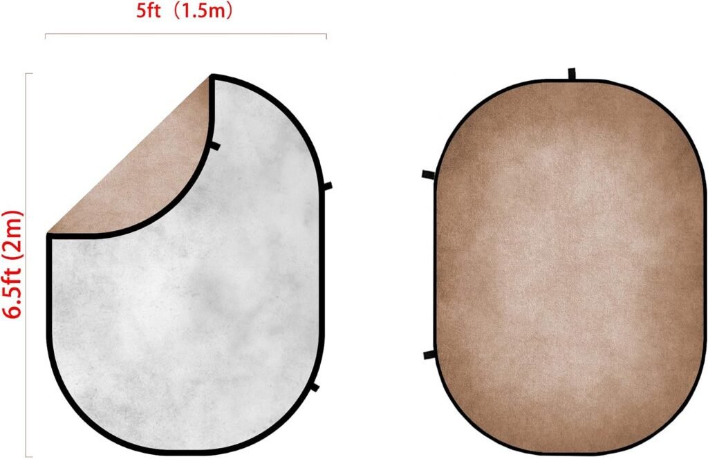 Vouwbare fotografie achtergrond lichtgrijs en bruin, 1,5 x 2 m, kreukvrije pop-up achtergrond voor fotostudio en fotobooth